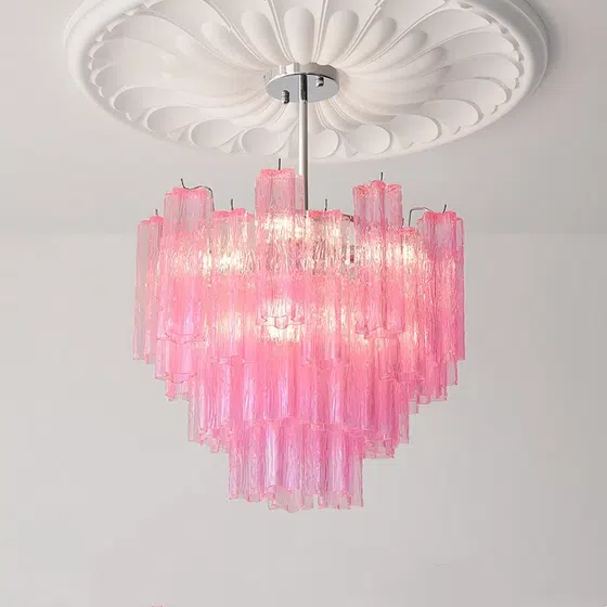4-12 Heads Clear Glass Pendant Light in Iron and Glass, installed view