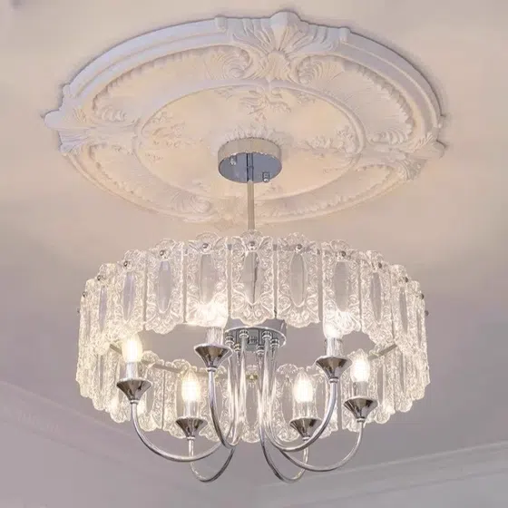 4-9 Heads Round Glass Pendant Lamp in Iron and Glass, scale view