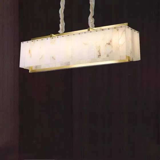 5-10 Heads Round Copper Alabaster Pendant Light in Copper and Alabaster, installed view