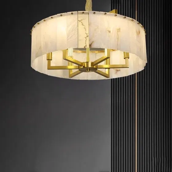 5-10 Heads Round Copper Alabaster Pendant Light in Copper and Alabaster, scale view