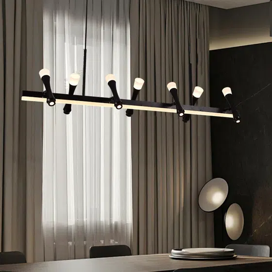 5-12 Heads Black Iron Pendant Light in Iron, installed view
