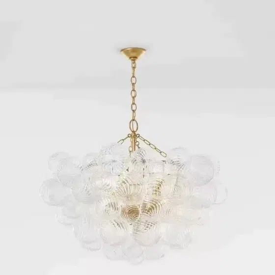 5-12 Heads Bubble Ball Glass Pendant Lamp in Iron and Glass, installed view