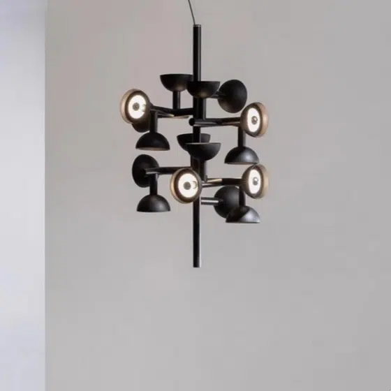 5-14 Heads Iron Acrylic Pendant Light in Iron Plating and Acrylic, detail view