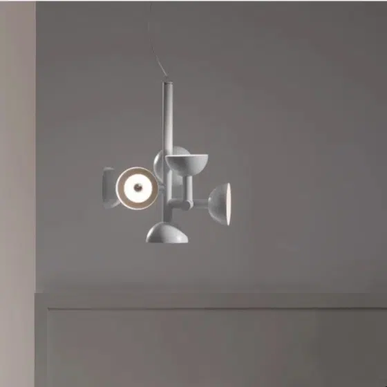 5-14 Heads Iron Acrylic Pendant Light in Iron Plating and Acrylic, installed view