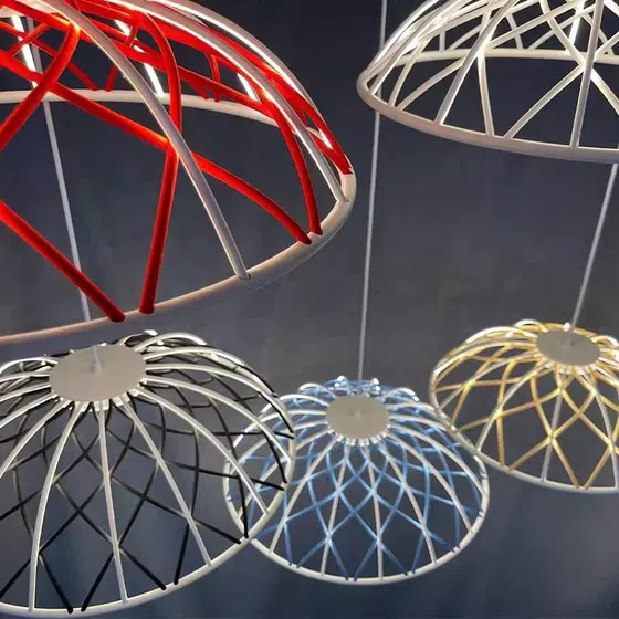 5 Heads Round Colorful Pendant Lamp in Iron, detail view