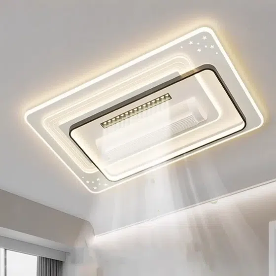 50/120W Bladeless Ceiling Fan Light in Metal and PC and Acrylic, detail view
