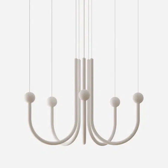6-10 Heads Linear Milky White Pendant Lamp in Acrylic and Iron Plating, installed view