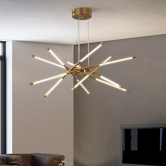 6-12 Heads Black Gold Iron Pendant Lamp in Iron, product photograph