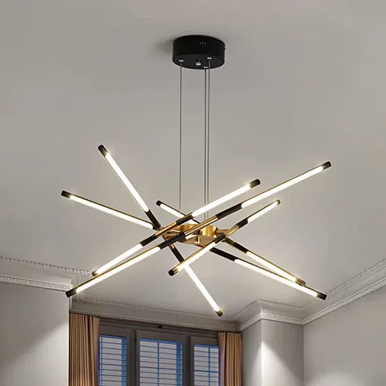 6-12 Heads Black Gold Iron Pendant Lamp in Iron, detail view