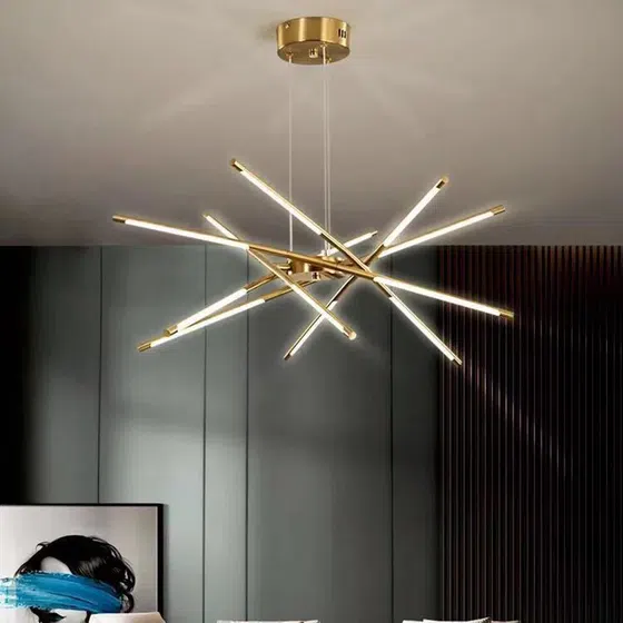 6-12 Heads Black Gold Iron Pendant Lamp in Iron, scale view