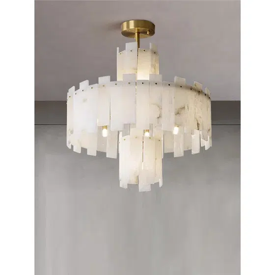 6-24 Heads Copper Alabaster Pendant Lamp in Copper and Alabaster, detail view