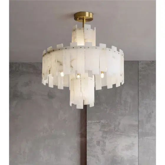 6-24 Heads Copper Alabaster Pendant Lamp in Copper and Alabaster, scale view