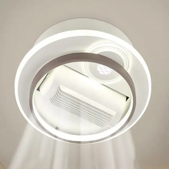 LED 60/150W Bladeless Ceiling Fan Lamp in Metal and PC and Acrylic, installed view