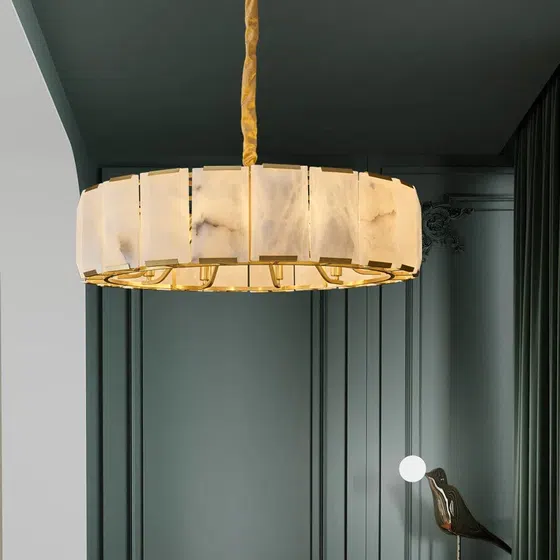 6-12 Heads Copper Marble Pendant Light in Copper and Marble, product photograph