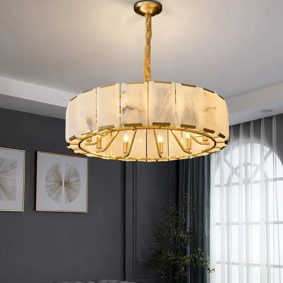 6-12 Heads Copper Marble Pendant Light in Copper and Marble, detail view