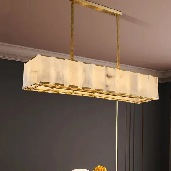 6-12 Heads Copper Marble Pendant Light in Copper and Marble, scale view