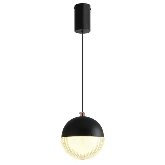 7W Acrylic Ball Pendant Lamp in Iron and Acrylic, product photograph