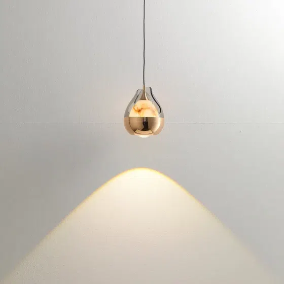 7W Golden Black Pendant Lamp in Aluminum and Acrylic, product photograph