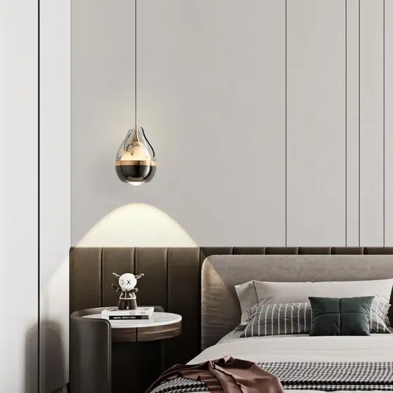 7W Golden Black Pendant Lamp in Aluminum and Acrylic, detail view