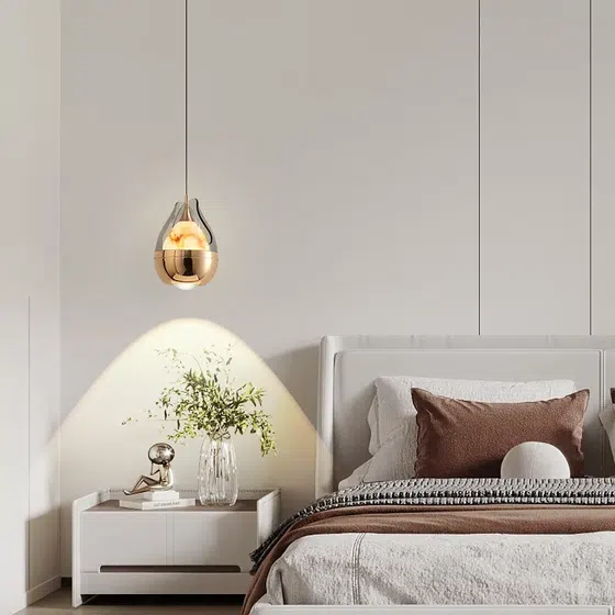 7W Golden Black Pendant Lamp in Aluminum and Acrylic, installed view