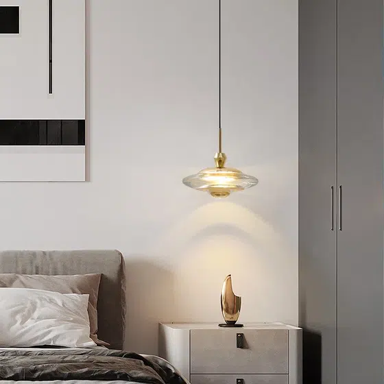 7W Hand Sweep Touch Pendant Lamp in Aluminum and Acrylic, installed view
