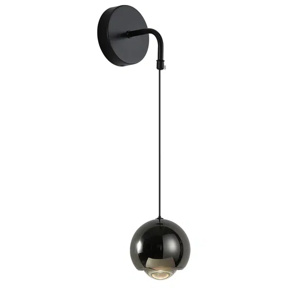 7w Round Black Acrylic LED Wall Lamp in Aluminum and Acrylic, product photograph