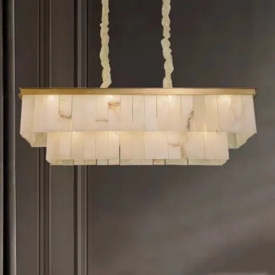8-21 Heads Copper Marble Brass Pendant Lamp in Copper and Alabaster, scale view