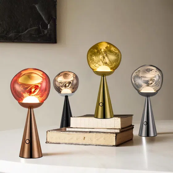 8W Iron Acrylic Lava Table Lamp in Iron and Acrylic, product photograph