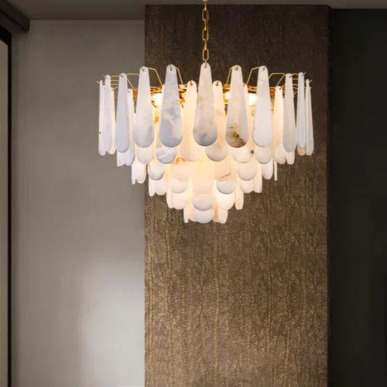 9-26 Heads Round Marble Copper Pendant Lamp in Copper and Marble, detail view