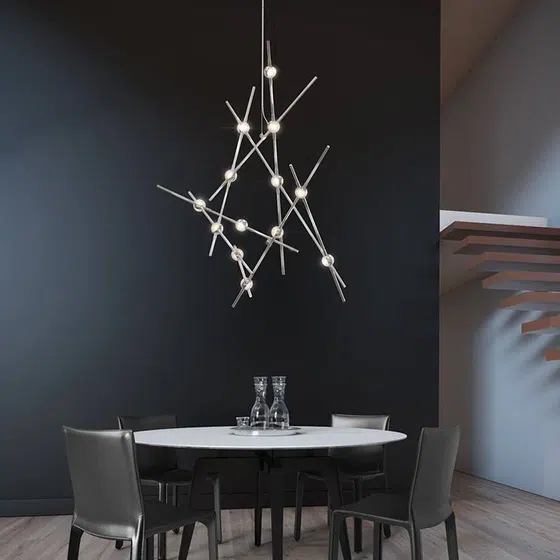 9~44 Head Starry Sky Pendant Lamp in Stainless Steel, detail view
