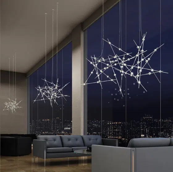 9~44 Head Starry Sky Pendant Lamp in Stainless Steel, scale view