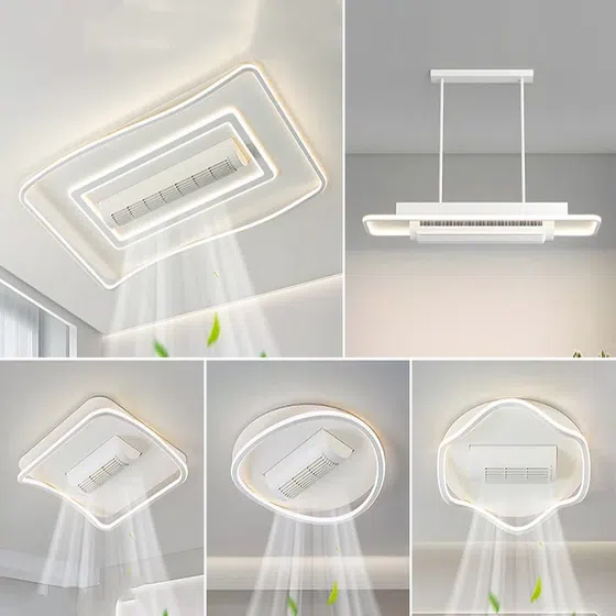 Acrylic Bladeless Ceiling Fan Light in Metal and PC and Acrylic, product photograph