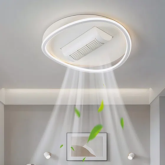 Acrylic Bladeless Ceiling Fan Light in Metal and PC and Acrylic, installed view