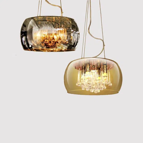Acrylic Glass Crystal Shade Pendant Lamp in Acrylic and Glass and Crystal, detail view