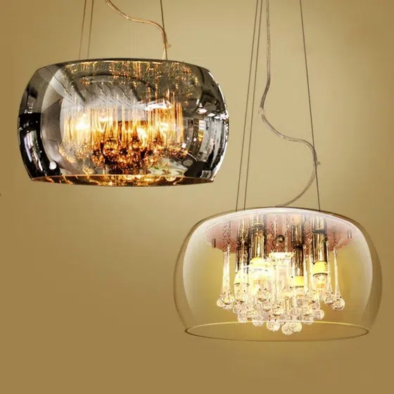 Acrylic Glass Crystal Shade Pendant Lamp in Acrylic and Glass and Crystal, scale view