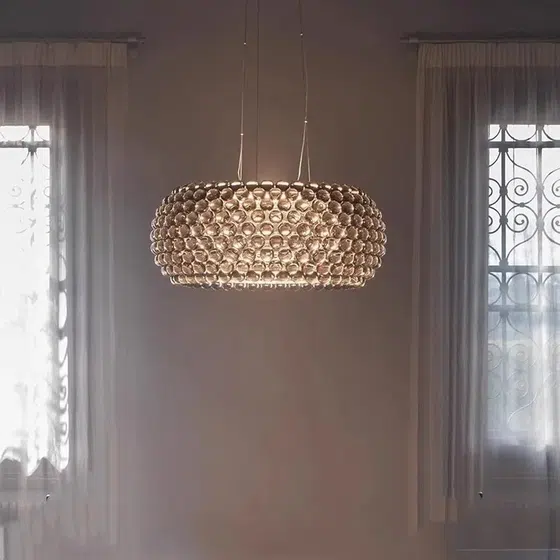 Chrome-Plated Acrylic Glass Shade Pendant Lamp in Acrylic and Glass, product photograph