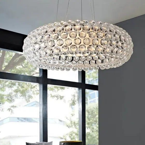 Chrome-Plated Acrylic Glass Shade Pendant Lamp in Acrylic and Glass, scale view