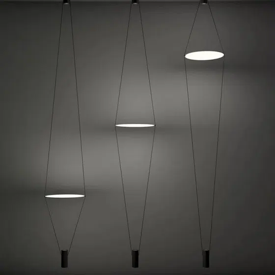 1-3 Heads Acrylic Iron Long Line Pendant Lamp in Acrylic and Iron Plating, product photograph
