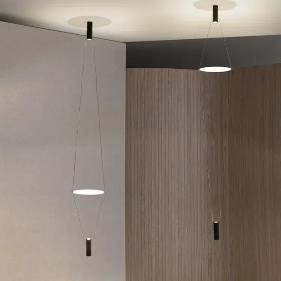 1-3 Heads Acrylic Iron Long Line Pendant Lamp in Acrylic and Iron Plating, scale view