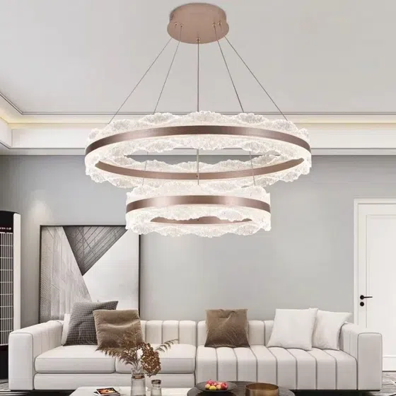 Acrylic Leaf Round LED Pendant Lamp in Aluminum and Acrylic, product photograph