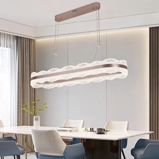 Acrylic Leaf Round LED Pendant Lamp in Aluminum and Acrylic, detail view
