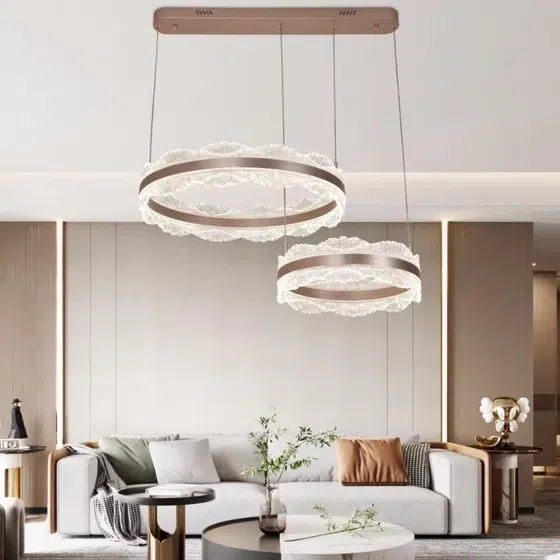 Acrylic Leaf Round LED Pendant Lamp in Aluminum and Acrylic, installed view