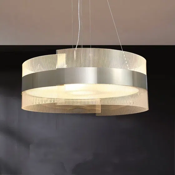 H28CM Golden Acrylic Stainless Steel Pendant Lamp in Acrylic and Stainless Steel, product photograph