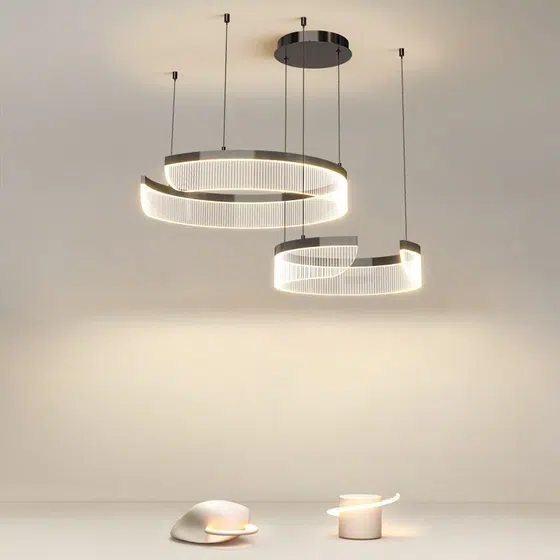 Circle Acrylic Translucent Pendant Lamp in Aluminum Spray Paint and Acrylic, detail view