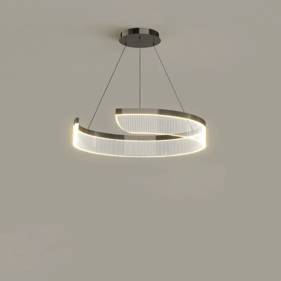 Circle Acrylic Translucent Pendant Lamp in Aluminum Spray Paint and Acrylic, scale view