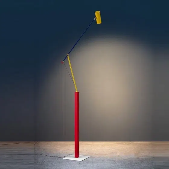 Adjustable Colorful Fish Floor Lamp in Iron and Aluminum, product photograph