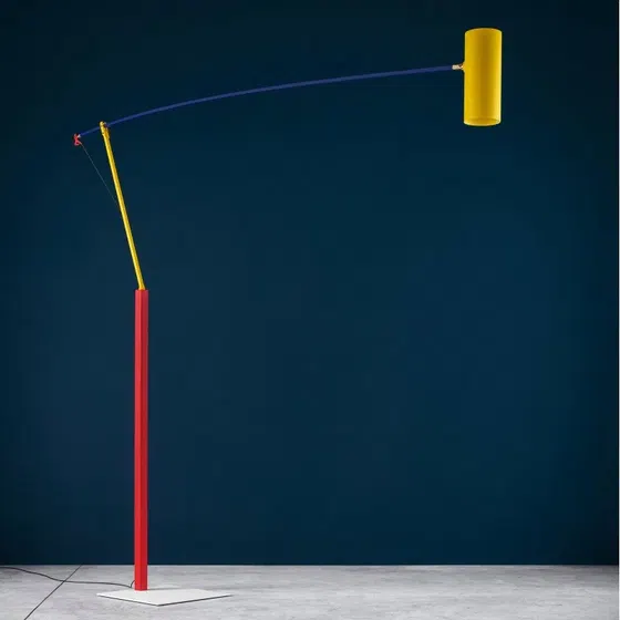 Adjustable Colorful Fish Floor Lamp in Iron and Aluminum, installed view