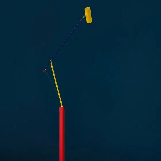 Adjustable Colorful Fish Floor Lamp in Iron and Aluminum, scale view