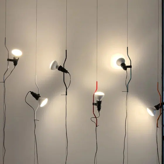 Adjustable Height Glass Floor Light in Hardware and Glass, detail view