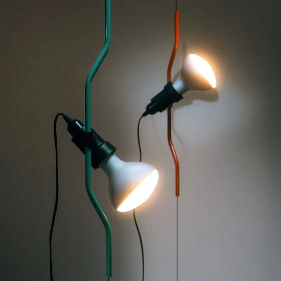 Adjustable Height Glass Floor Light in Hardware and Glass, installed view